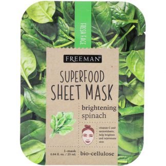 Freeman Beauty, スーパーフード・シートマスク、美白ホウレンソウ、1枚