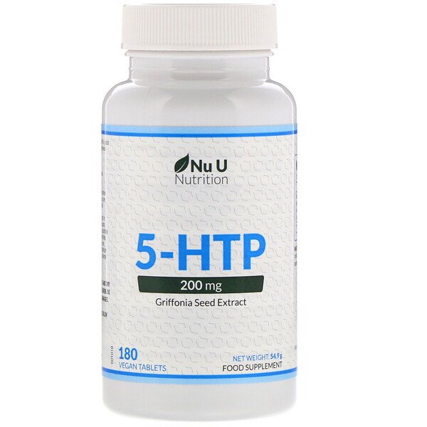 Nu U Nutrition, 5-HTP、200 mg、ビーガンタブレット180粒