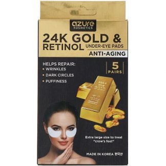 Azure Kosmetics, 純金＆レチノール、アンダーアイパッド、アンチエイジング、5回分