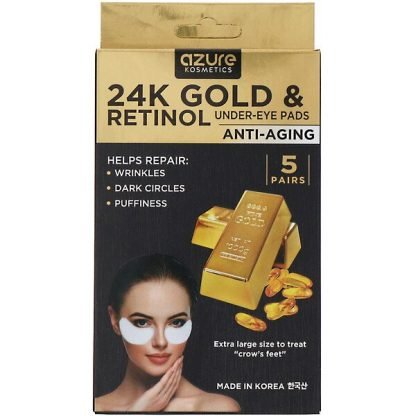 Azure Kosmetics, 純金＆レチノール、アンダーアイパッド、アンチエイジング、5回分