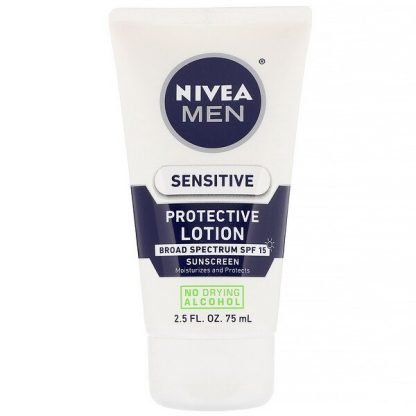 Nivea, 男性用、センシティブ保護ローション、SPF 15、75ml（2.5液量オンス）