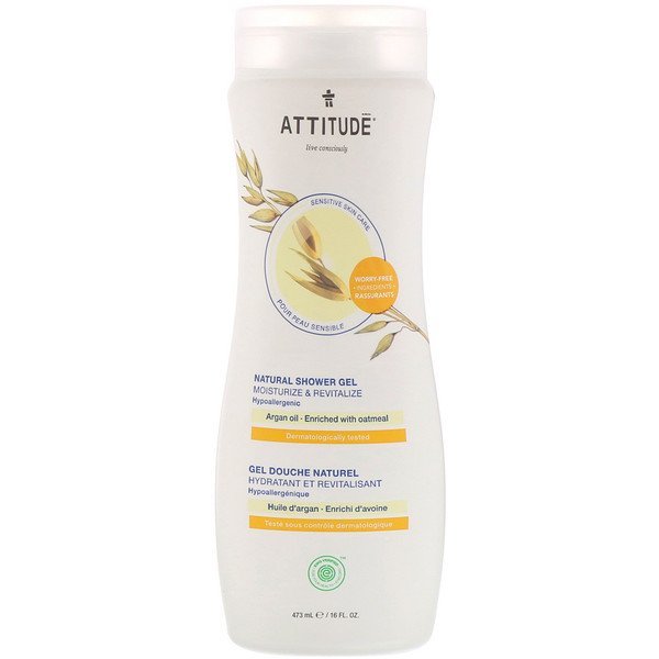 ATTITUDE, 天然シャワージェル、保湿&修復、アルガンオイル、473ml