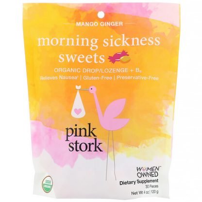 Pink Stork, モーニングシックネススイーツ、オーガニックドロップ／トローチ＋B6、マンゴージンジャー、120g