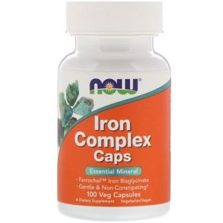 Now Foods, 鉄化合物カプセル、植物性カプセル100粒