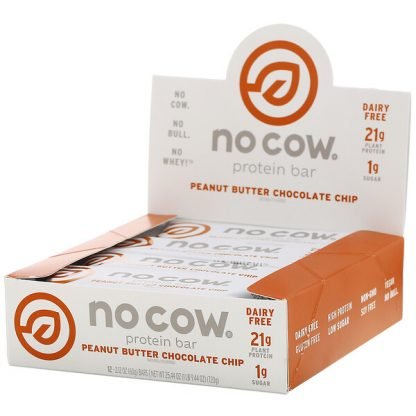 No Cow, プロテインバー、ピーナッツバターチョコレートチップ、12本、各60 g（2.12 oz）