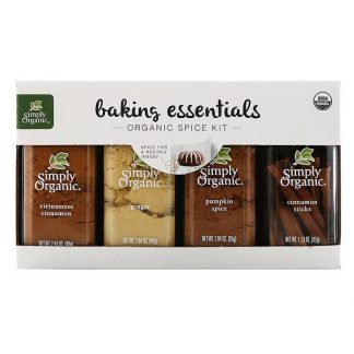 Simply Organic, ベーキングエッセンシャルズ、オーガニックスパイスキット、バラエティーパック、スパイス4種