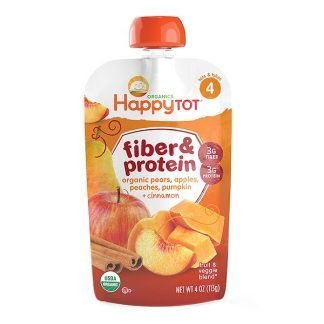 Happy Family Organics, ハッピートット、ファイバー＆プロテイン、フルーツ＆野菜ブレンド、ステージ4、4オンス（113 g） (Discontinued Item)