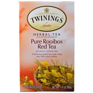 Twinings, Herbal Tea, Pure Rooibos Red Tea, Caffeine Free, 20 Tea Bags, 1.41 oz (40 g) (Discontinued Item)