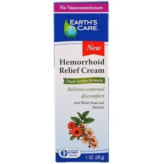 Earth's Care, Hemorrhoid Relief Cream, with Witch Hazel and Menthol, 1 oz (28 g)