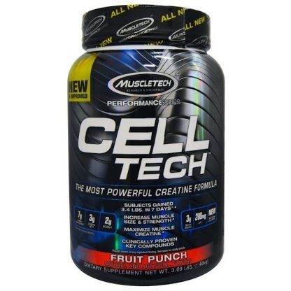 Muscletech, Cell Tech（セルテック）、強力クレアチン成分、フルーツパンチ、1.40kg（3.09ポンド）