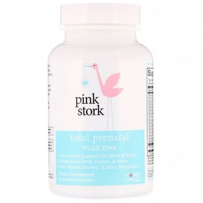 Pink Stork, トータルプリネータルプラスDHA、植物性カプセル60錠