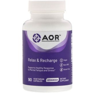 Advanced Orthomolecular Research AOR, リラックス＆リチャージ、植物性カプセル90粒