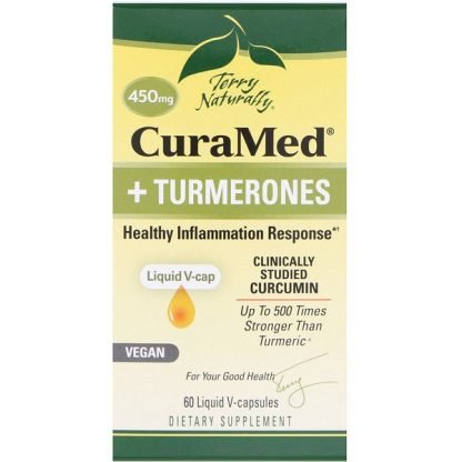 EuroPharma, Terry Naturally, CuraMed + Turmerones, 450 mg, 60 Liquid V-Capsules