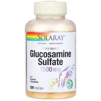 Solaray, Two Daily Glucosamine Sulfate with Turmeric & Boswellia, 1,500 mg, 120 VegCaps