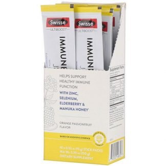 Swisse,  Ultiboost（アルティブースト）、Immune Support Jelly（環境に負けない体づくりをサポートするゼリー）、オレンジパッションフルーツ味、スティック10本、各15g（0.53オンス）