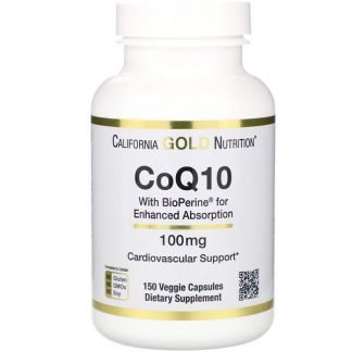 California Gold Nutrition, Bioperine（バイオペリン）配合コエンザイムQ10 USP、100 mg、植物性カプセル150粒