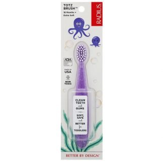 RADIUS, Totz Toothbrush, Extra Soft, 18+ Months, Purple Sparkle, 1 Toothbrush