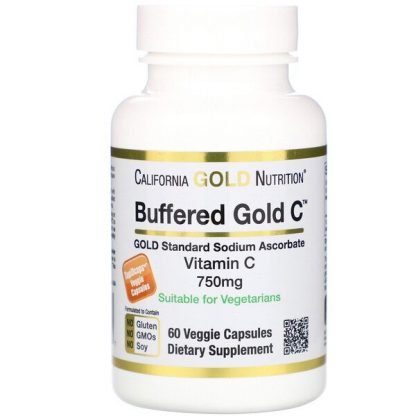 California Gold Nutrition, 緩衝ビタミンCカプセル、750 mg、植物性カプセル60粒