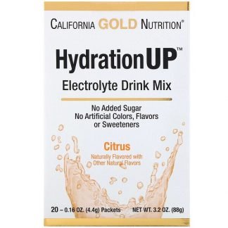 California Gold Nutrition, ハイドレーションアップ、電解質ドリンクミックス、シトラス、20袋、各4.4 g（0.16 oz）