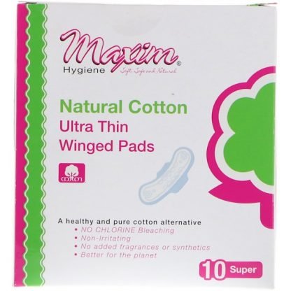 Maxim Hygiene Products, 超薄型羽つきパッド、スーパー、無香料、10個