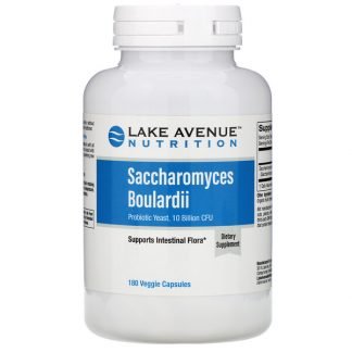 Lake Avenue Nutrition, サッカロミセスブラウディ、プロバイオティクス酵母、100億CFU、植物性カプセル180粒