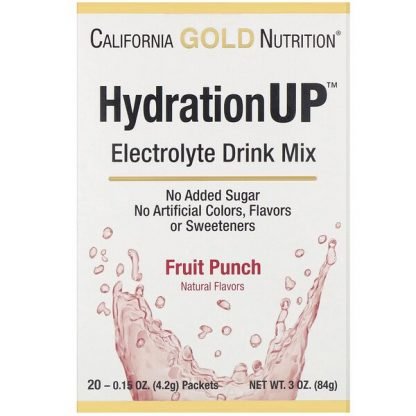 California Gold Nutrition, ハイドレーションアップ、電解質ドリンクミックス、フルーツポンチ、20袋、各4.2 g（0.15 oz）