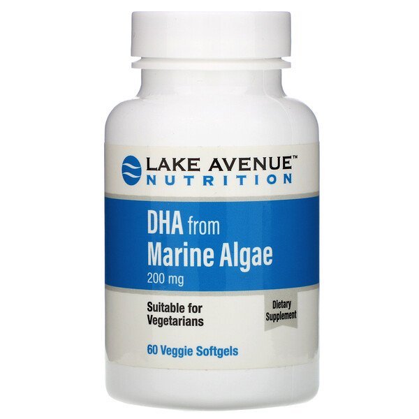 Lake Avenue Nutrition, 藻類由来DHA、植物性オメガ、200mg、植物性ソフトジェル60粒