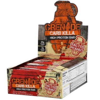 Grenade, Carb Killa（カーブキラ）、高タンパクバー、ホワイトチョコレートソルトピーナッツ、12本、各60 g（2.12 oz）