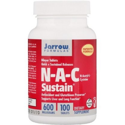 Jarrow Formulas, N-A-C Sustain®（N-A-C サステイン）、N-アセチル-L-システイン、600 mg, 100 粒