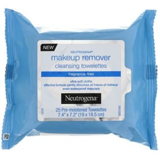 Neutrogena, メイクアップリムーバー洗浄ウェットティッシュ、無香料、ウェットティッシュ25枚