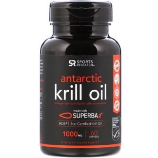 Sports Research, 南極オキアミオイル、アスタキサンチン配合、1,000mg、ソフトジェル60粒