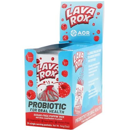 Advanced Orthomolecular Research AOR, ラヴァロックス、口腔用プロバイオティクス、天然ラズベリー風味、24袋、各6 g（0.2 oz）