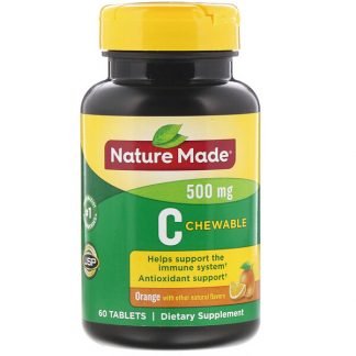 Nature Made, Cチュアブル、オレンジ、500mg、60粒