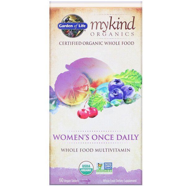 Garden of Life, 優しいオーガニック, 女性の一日一回, 60ベーガン錠