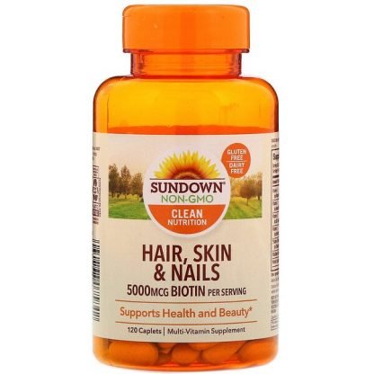 Sundown Naturals, ヘア、スキン＆ネイル、糖衣120錠
