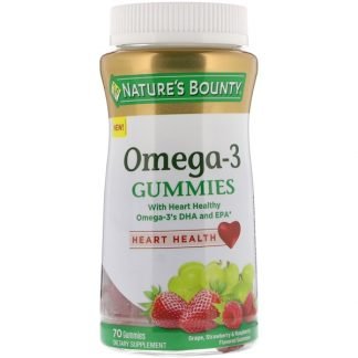 Nature's Bounty, オメガ3グミ、グレープ・イチゴ・ラズベリー味、グミ70個