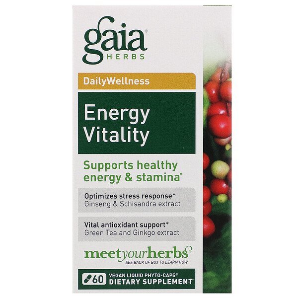 Gaia Herbs, エナジーバイタリティー、 60ベジリキッド植物性カプセル