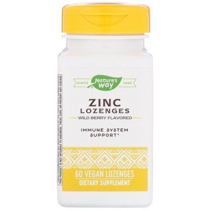 Nature's Way, Zinc Lozenges, Wild Berry Flavored, 60 Vegan Lozenges