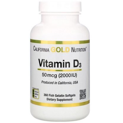 California Gold Nutrition, Vitamin D3, 50 mcg (2,000 IU), 360 Fish Gelatin Softgels