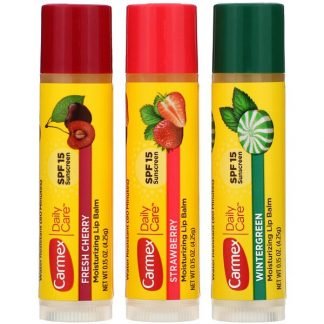 Carmex, Daily Care（デイリーケア）、モイスチャライジングリップバーム、バラエティーパック、SPF15、3本入り、各4.25 g