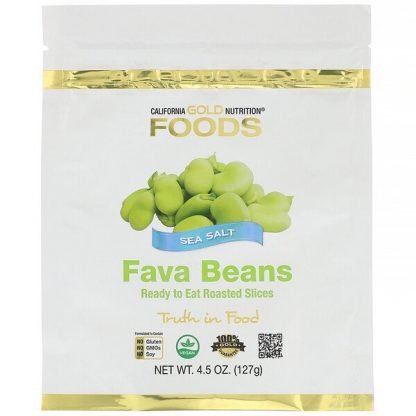 California Gold Nutrition, フーズ(Foods)、ソラマメ、そのまま食べれるローストスライス、海塩味、127g
