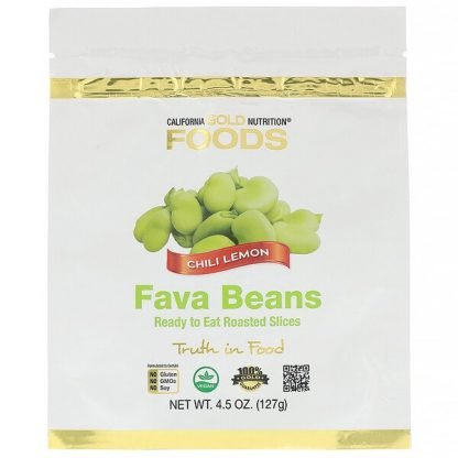 California Gold Nutrition, フーズ、ソラマメ、そのまま食べれるローストスライス、チリレモン味、4.5オンス(127g)