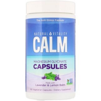 Natural Vitality, カーム、マグネシウム グリシネートカプセル、植物性カプセル180粒