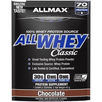 ALLMAX Nutrition, オールホエイクラシック、100％ホエイプロテイン、チョコレート、43g