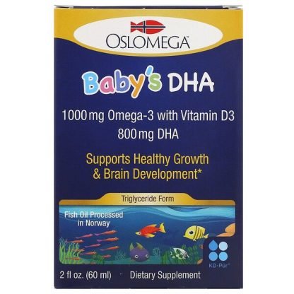Oslomega, ノルウェー産ベビー用ビタミンD3入りDHA、800mg、2fl oz（60ml）