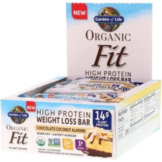 Garden of Life, オーガニックフィット、高タンパク減量バー、チョコレートココナッツアーモンド、12本、各1.9 oz (55 g)