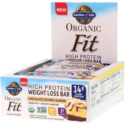 Garden of Life, オーガニックフィット、高タンパク減量バー、チョコレートココナッツアーモンド、12本、各1.9 oz (55 g)