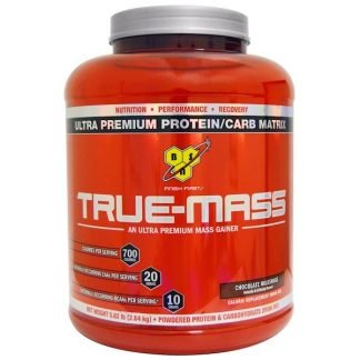 BSN, フィニッシュファースト、トゥルーマス、パウダープロテイン & 糖質 ドリンクミックス、 チョコレートミルクシェイク、5.82 lbs (2.64 kg)