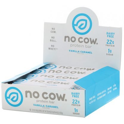 No Cow, プロテインバー、バニラキャラメル、12本、各60 g