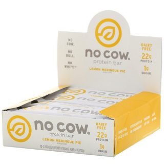 No Cow, プロテインバー、レモンメレンゲパイ、12本、各60 g